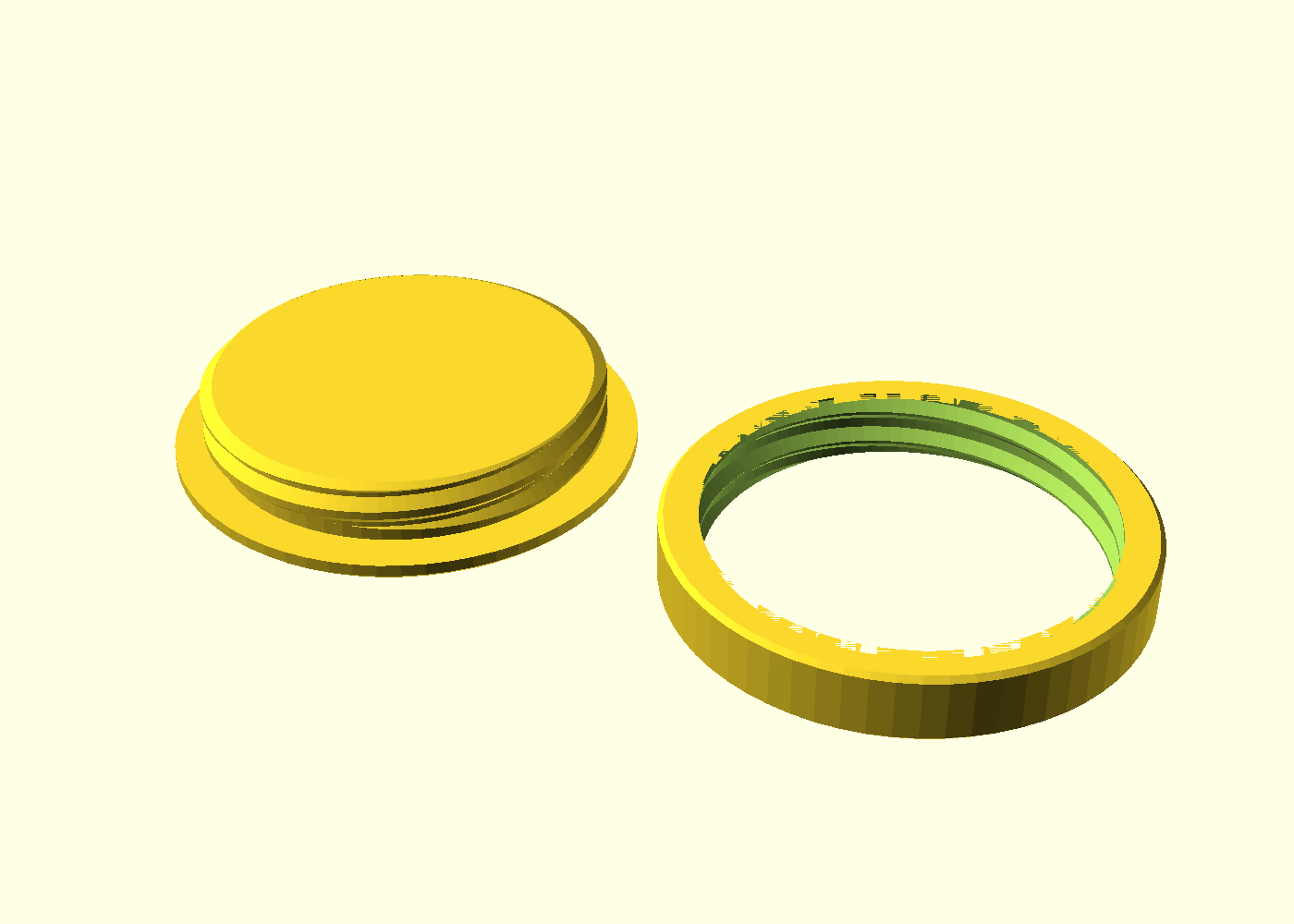 The thread coupon — male stub and female ring side by side