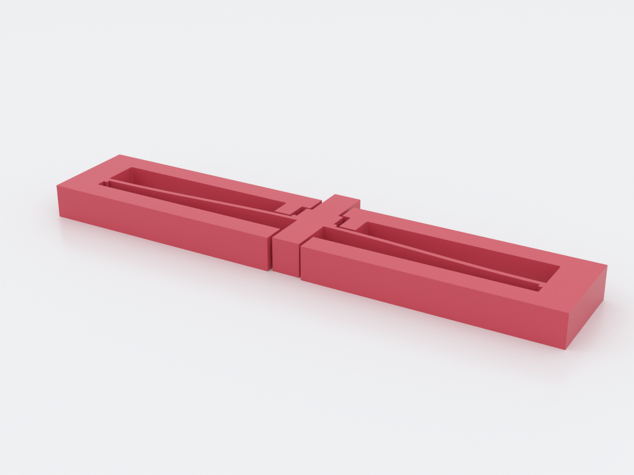 Studio product shot of the red 3D-printed bistable-toggle