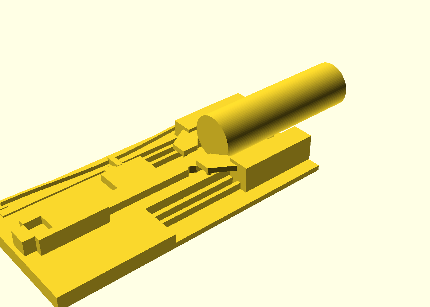 The gripper with a Ø 25 mm prop rod lying in the trough between the jaws