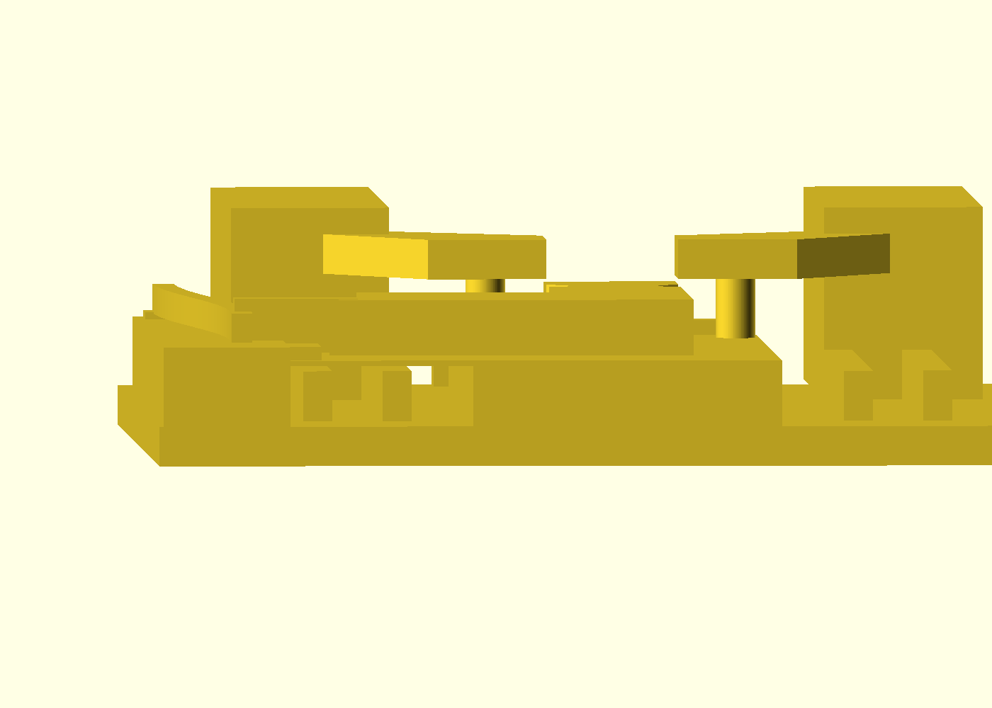Cross-section at the detent station — every gap is exactly two layers