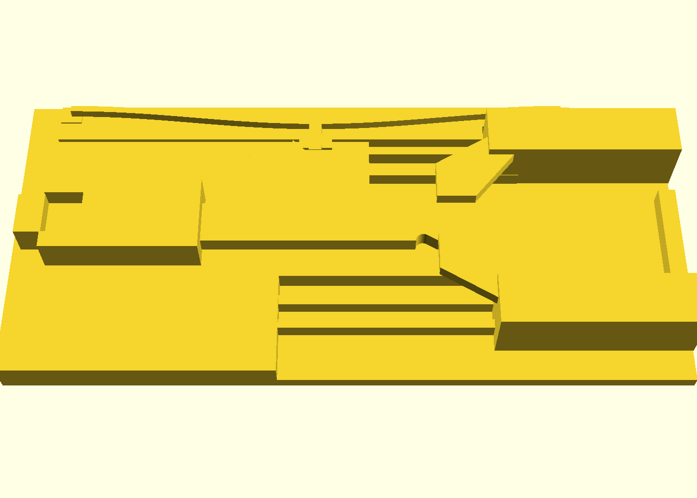 Tilted top view — the mechanism layout