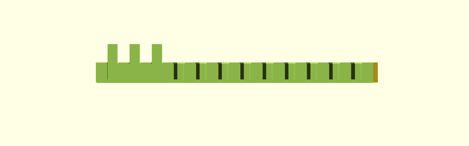 hex-bit-rail — a tuned-fit bench rail for ¼″ hex driver bits — Cutaway