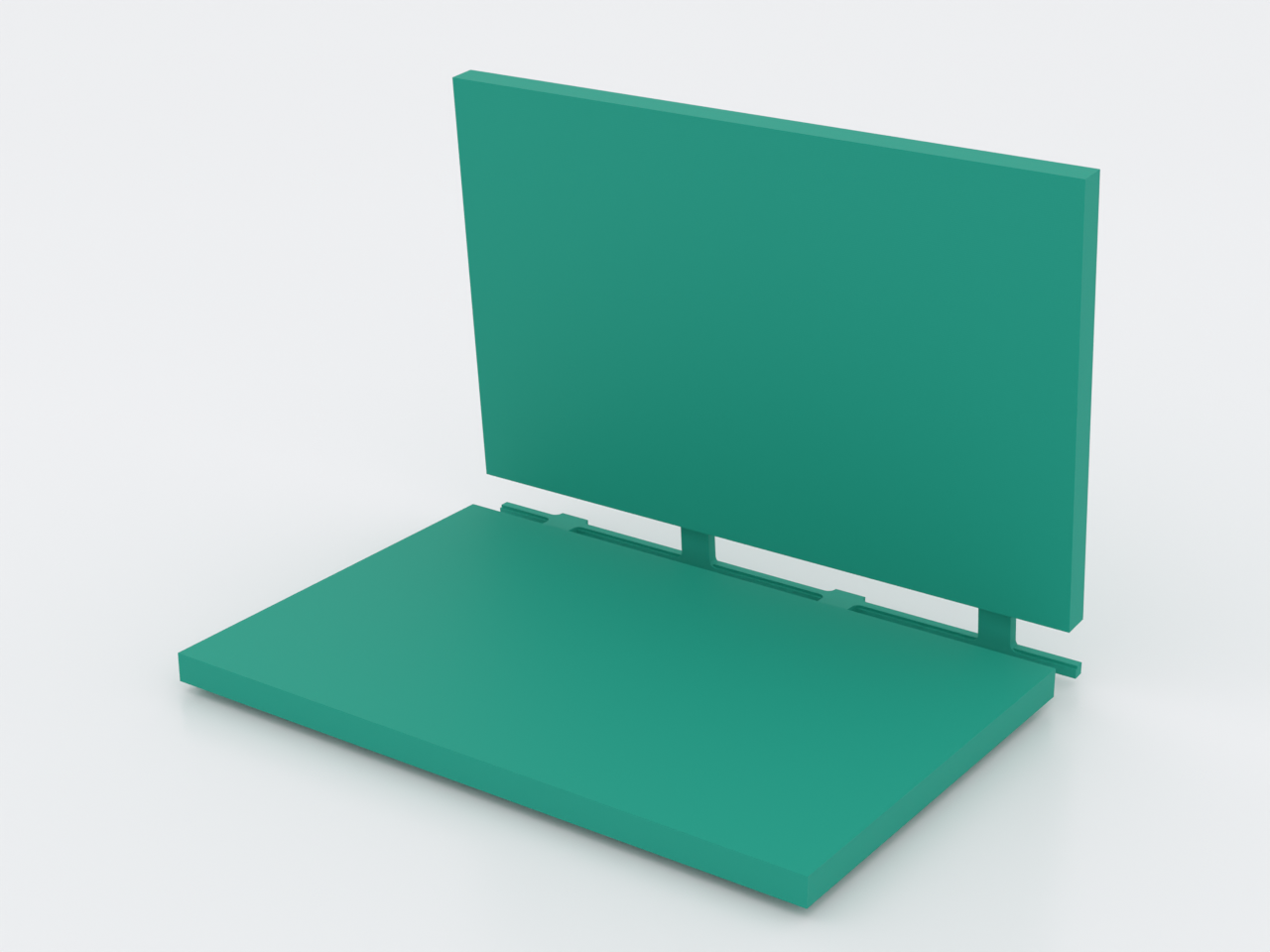 Studio product shot of the teal 3D-printed let-folding-panel