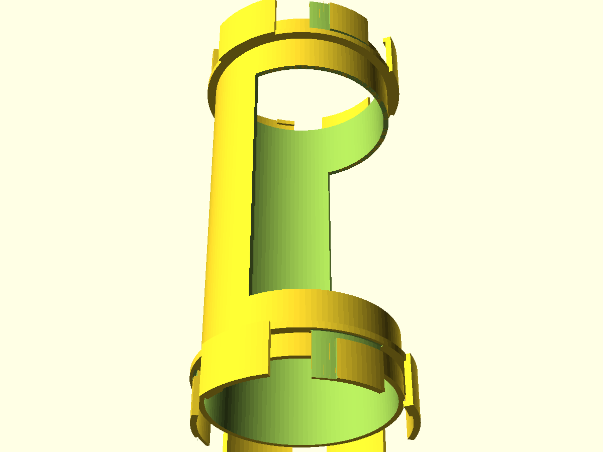 Bottom-up view — the three sector-tip pads that form the only bed contact