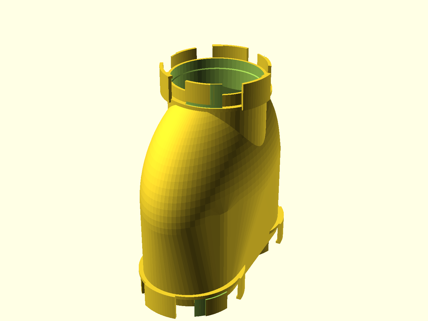 Three-quarter view of the tee — crown port uppermost