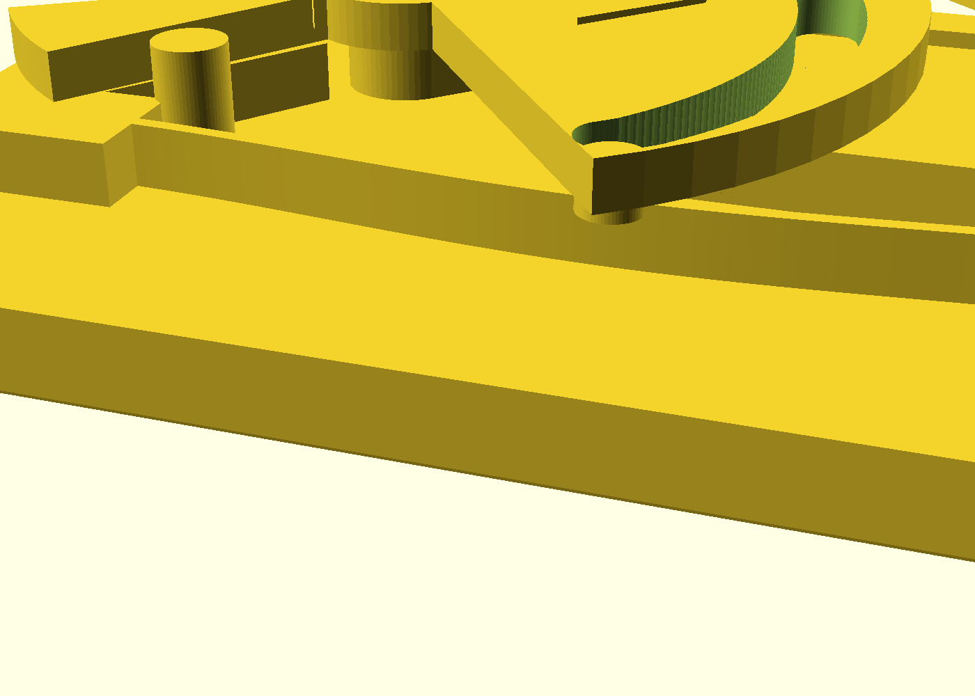 Cam flank and handle at the printed pose