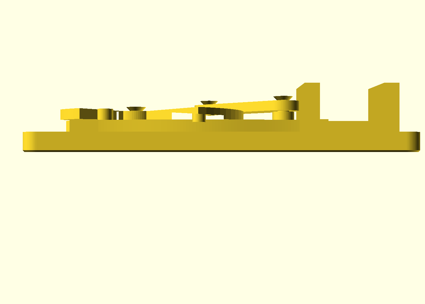 Plan view: jaws, rails, mounts