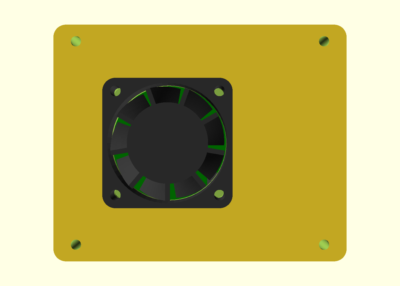 sbc-case — vented Raspberry Pi 4 case with fan mount — Top