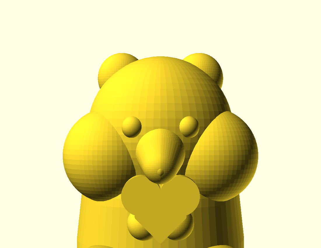 Face-on — the ears, eyes, muzzle and the belly heart it hugs